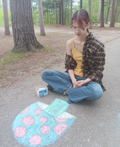 girl painting the floor