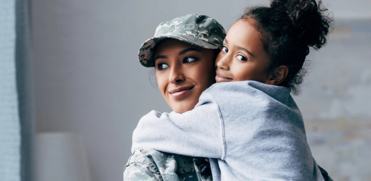 girl with military woman