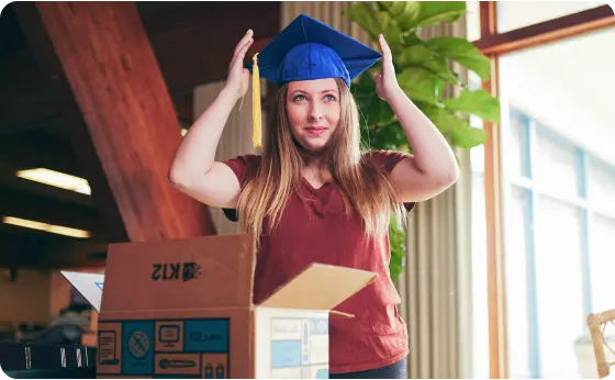 Graduated student wering her graduation hat