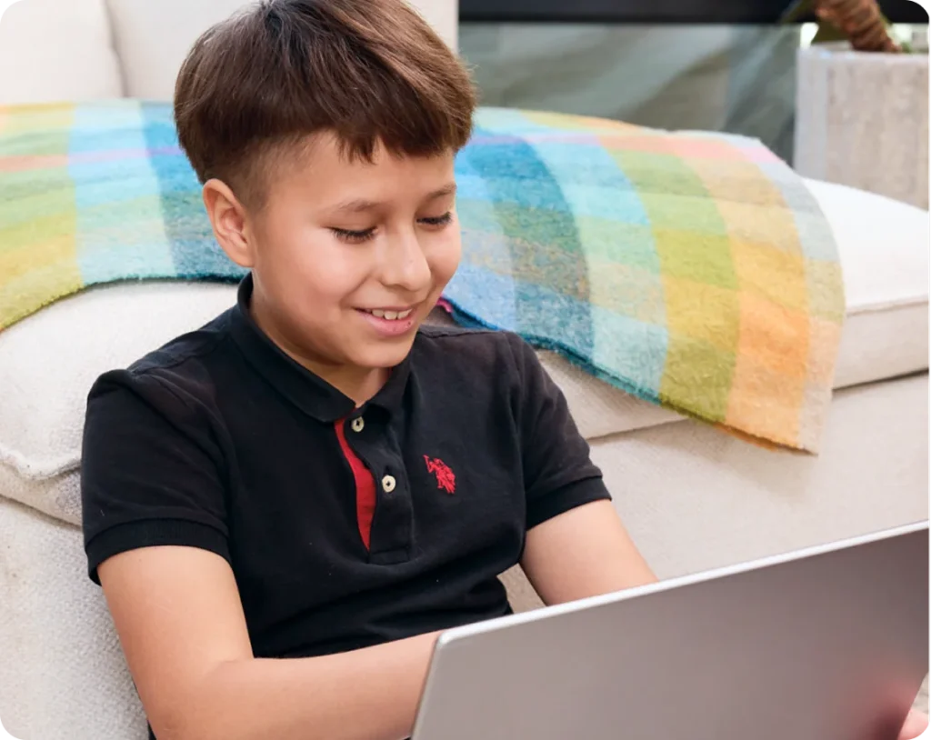 boy using the computer