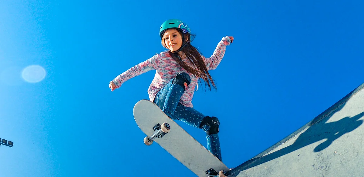 Student with her skate board